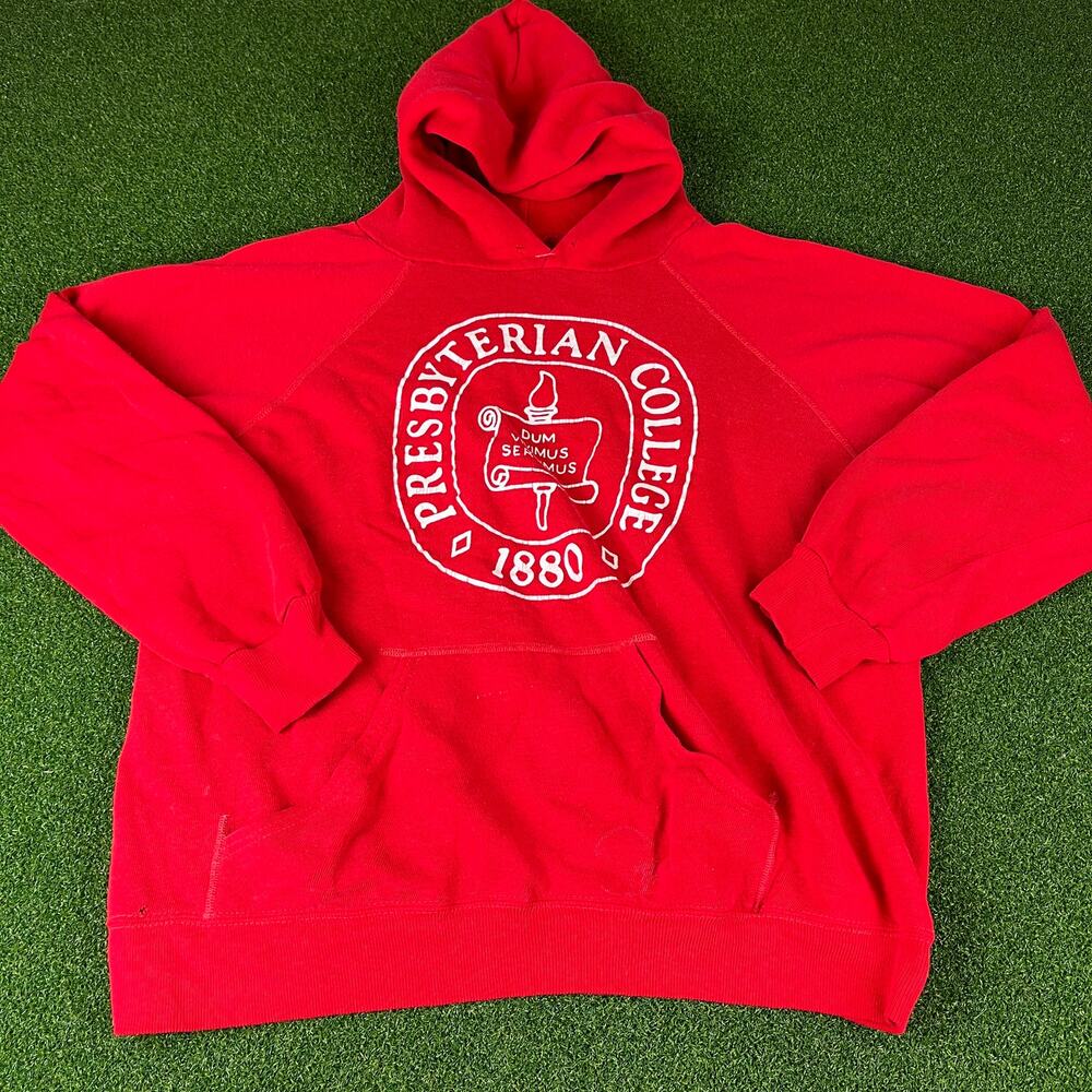 Vintage 90s Presbyterian College Red Sweatshirt Hoodie Sz M